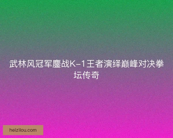 武林风冠军鏖战K-1王者演绎巅峰对决拳坛传奇 武林风冠军鏖战K-1王者演绎巅峰对决拳坛传奇