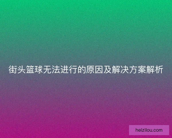 街头篮球无法进行的原因及解决方案解析 街头篮球无法进行的原因及解决方案解析